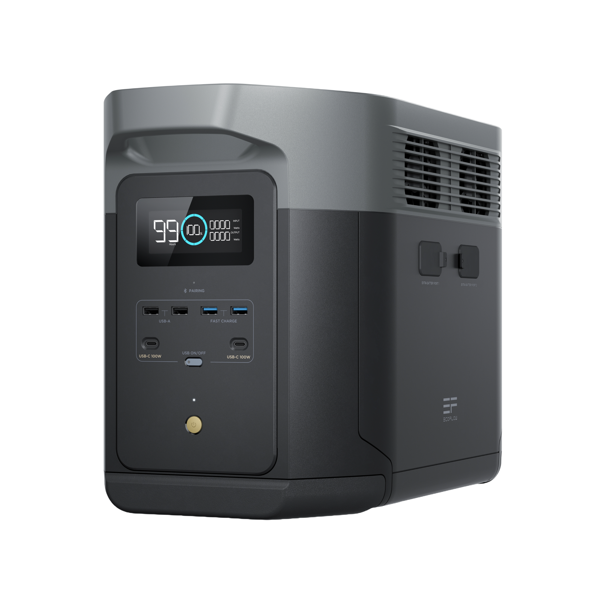Estação de Energia Portátil EcoFlow DELTA 2 MAX frontal lateral direita
