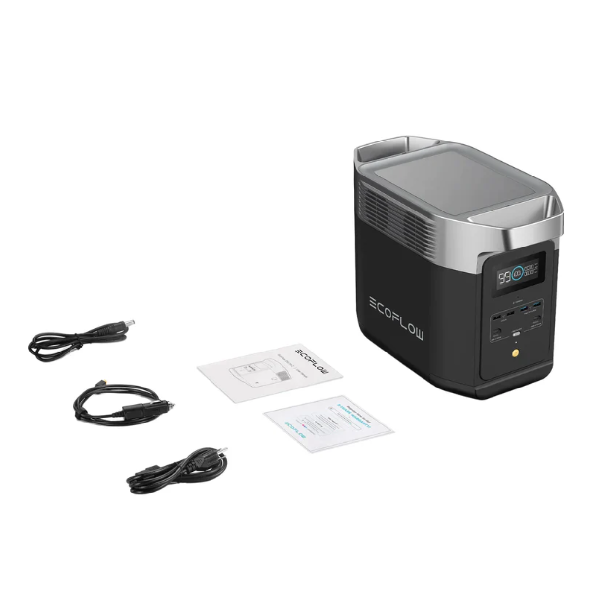 Estação de energia EcoFlow Delta 2 cabos e manuais