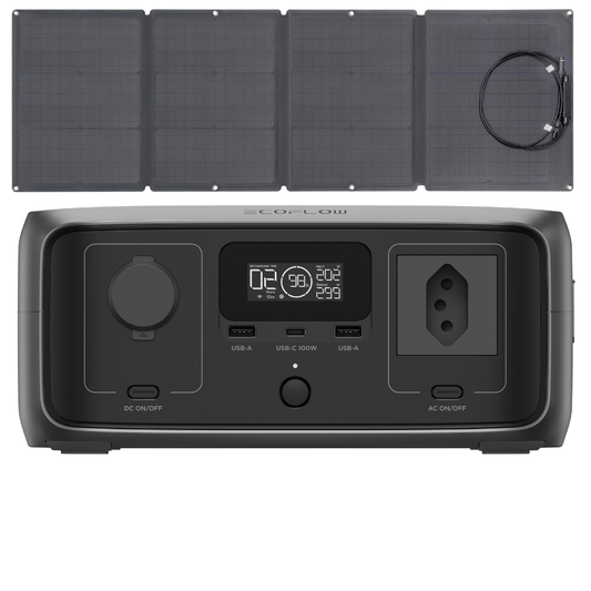 EcoFlow River 3 PLUS + Painel de 110W - Estação De Energia Portátil 600W