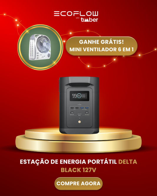 EcoFlow DELTA BLACK (E980) Estação De Energia Portátil 650W / 980Wh + Ventilador Brinde