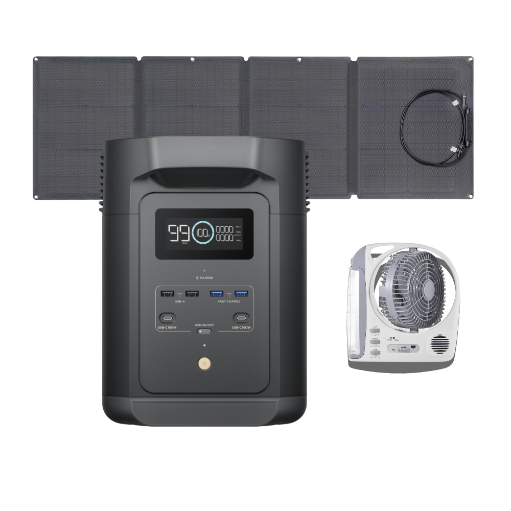 EcoFlow E980 + Painel 110W + MicroVentilador 6 Em 1
