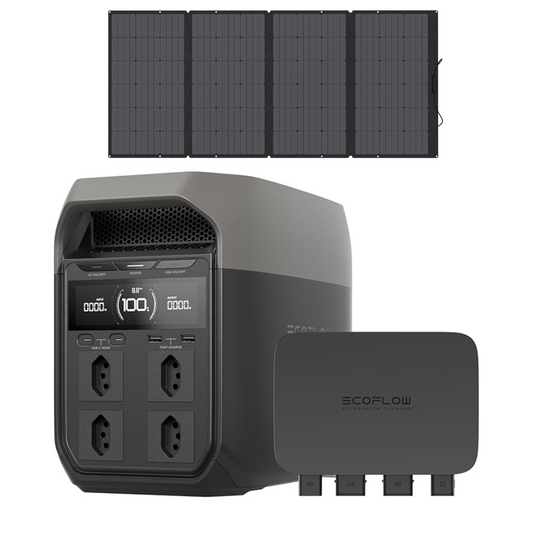 Delta 3 + Carregador Alternador de 800 W + Painel Solar de 400 W