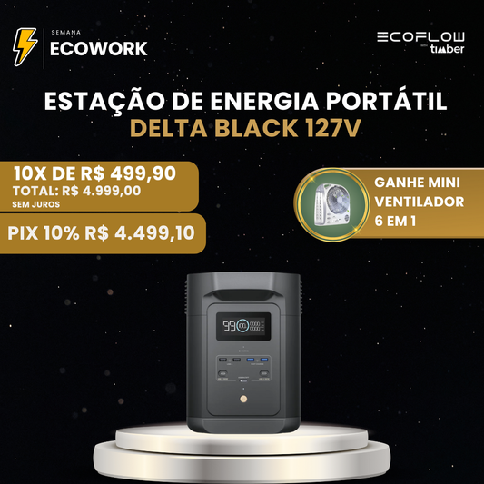 EcoFlow DELTA BLACK (E980) Estação De Energia Portátil 650W / 980Wh