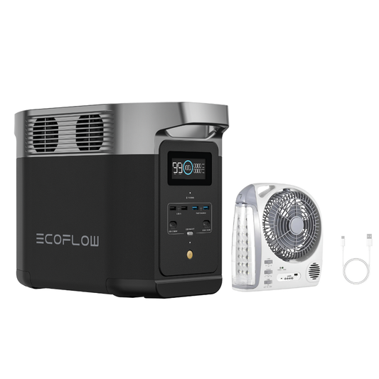 EcoFlow Delta 2 Estação de Energia Portátil 2400W / 1024Wh + Ventilador Multifuncional LED 6 em 1